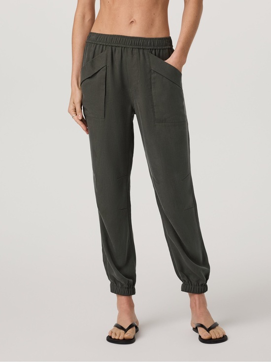 Vuori Pants - Vuori Trestles Twill Jogger Pants Kale Green Lyocell Linen Utility Joggers Large